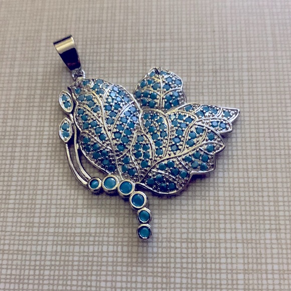 NEW Butterfly blue turquoise pendant only - Picture 1 of 10